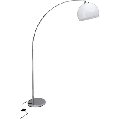 Imagen de BRILLIANT lámpara Vessa bow de pie 1.7m cromo/blanco 1x A60, E27, 60W, adecuado para lámparas estándar (no incluidas) Escala a ++ E Con interruptor