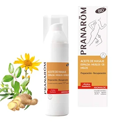 Imagen de PRANAROM Aromalgic Aceite de Masaje Espalda, Muslos, Gemelos Árnica y Gaulteria Preparación, Recuperación, Articulaciones Músculos 100ml