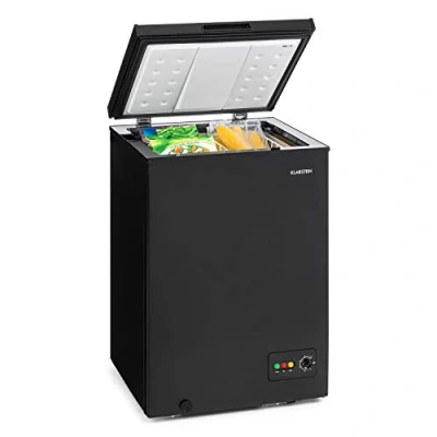 Imagen de Klarstein Arcon Congelador Pequeño Vertical Portatil, Mini Silencioso Casa y Oficina, Congeladores Capacidad 99 l. con Cesta, Arcón Freezer Ruedas de Bajo Consumo para Alimentos