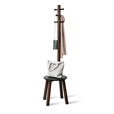 Imagen de Umbra Pillar Taburete y perchero, Negro/Nogal