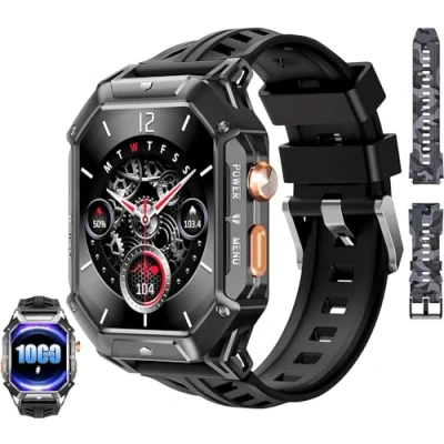 Imagen de OUKITEL BT80 Reloj Inteligente Hombre, 2.13&quot; AMOLED Smartwatch Militar con Llamadas Bluetooth, 5ATM Impermeable, 100+ Modos Deporte Pulsómetro Presión Arterial Monito de Sueño, Android iOS