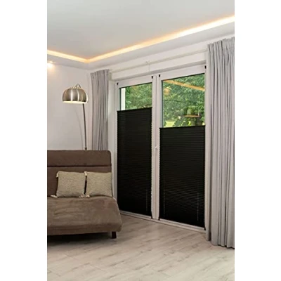 Imagen de Khome Estor Plisado Klemmfix, Poliéster, Negro, B70 x H210 cm