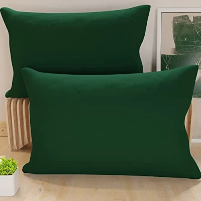 Imagen de PETTI ARTIGIANI ITALIANI Par de Fundas Almohada 70x40 cm, Pareja Funda Cojín Lisas Verde Esmeralda, 100% Microfibra Hipoalergénica, Made in Italy
