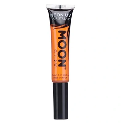 Imagen de Moon Glow Mechas de Color neón UV Máscara para el pelo Tinte temporal lavable brillante, brilla bajo la luz Naranja intenso 15 ml (Paquete 1)