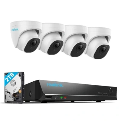 Imagen de Reolink 5MP Kit Cámaras de Vigilancia PoE, con 4X Detección Personas/Vehículos IP PoE Exterior y 8CH 4K NVR 2TB HDD, Grabación Continua, Vision Nocturna, RLK8 520D4