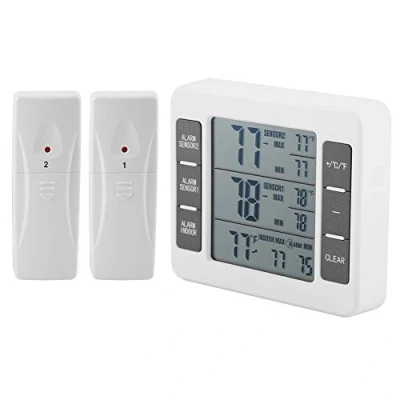 Imagen de MAGT termómetro de refrigerador, congelador nevera con alarma sonido digital inalámbrica sensor 2 piezas Min/Max para el hogar, Los restaur