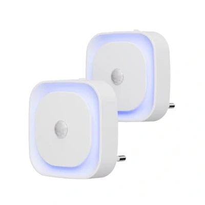 Imagen de YUNLEX 2 Piezas Luz de Noche Enchufable con Sensor Movimiento, 3 Modos Sensor, Regulable para niños, Escalera, Dormitorio, Cocina, Baño, Azul