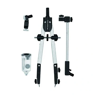 Imagen de Faber Castell 32724 3A Compás de ajuste rápido con adaptador universal, alargadera y accesorios.
