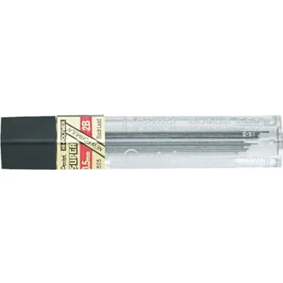 Imagen de Pentel Super Hi Polymer minas de repuesto para portaminas (diámetro 0.5 mm, dureza 2B, juego 12 x tubos)