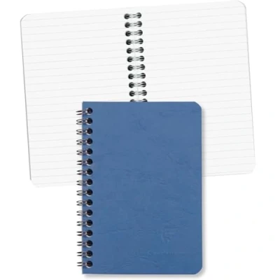 Imagen de Clairefontaine 785964C Un Carnet à Spirale Bleu 9x14 cm 50 Pages Lignées Papier Blanc 90 g Couverture Carte Lustrée Grain Cuir Collection Age Bag, lot de 5