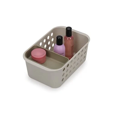 Imagen de Joseph EasyStore, Cesto organizador para accesorios de baño con recipiente móvil, Pequeño, Beige