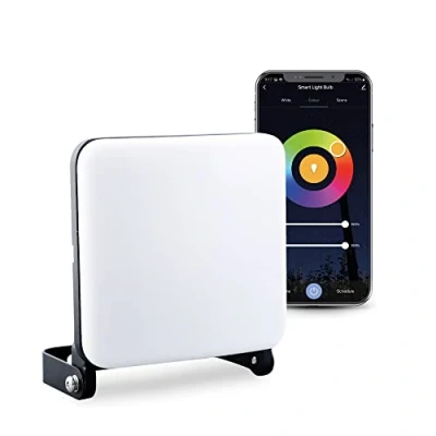 Imagen de Garza Smart Foco LED Inteligente de 45 W para exterior, Wifi 2.4 Ghz, programable, intensidad, temperatura CCT y color RGB regulables, modo Música, IP65, control por app voz Alexa/Google, blanco