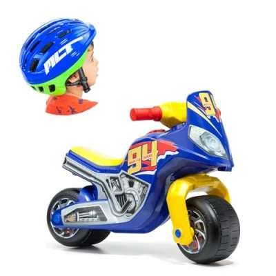 Imagen de Molto Moto Correpasillos Cross Race 24 con Casco Azul para Todo Tipo de Terrenos Juguetes Infantiles Seguros y Resistentes Fomenta el Sano Desarrollo Niños Niñas +18 Meses