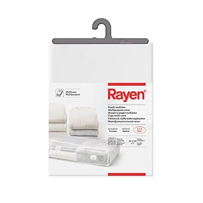 Imagen de Rayen Caja de almacenaje ropa y mantas cama. Bolsa PVA para con cremallera, rejilla transpirable, plegable resistente. 45 x 103 16 cm. Translúcido