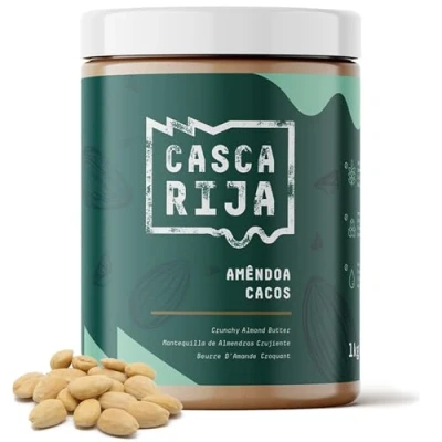 Imagen de CASCA RIJA: Crema de Almendras Crujiente 1 kg 99,8% Tostadas + 0,01% Canela Molida Jengibre en Polvo 100% Natural Con Trozos Tostados, Vegan