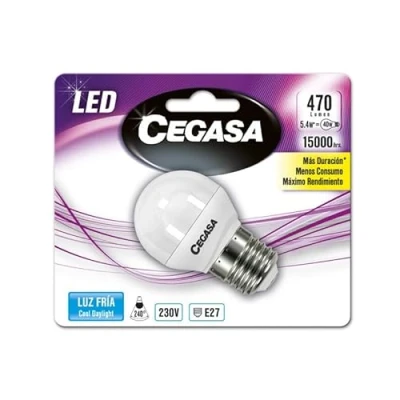 Imagen de Cegasa Bombillas LED con Luz Fría 5000K E27, 5.4 W, Blanco, 78x45x45 cm