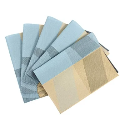 Imagen de manteles Individuales de Hillento, Individuales, Lavables Antideslizantes, Resistentes al Calor para Mesa Comedor, Juego 6, Azul
