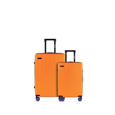 Imagen de ETERNITIVE Juego de 2 Maletas Pequeña y Grande I Rígidas Viaje ABS Tamaño: 55 &amp; 75,5 cm con Cerradura TSA Ruedas 360I Equipaje Mano 37L 99L Naranja