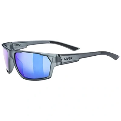 Imagen de uvex sportstyle 233 P, gafas deportivas unisex, polarizadas, de espejo, smoke matt/blue, one size