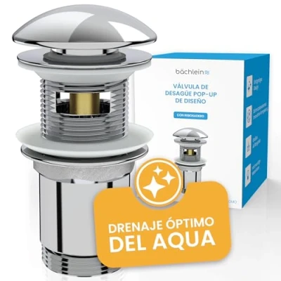 Imagen de Juego de desagüe Bächlein Design con rebosadero (Cromado) latón innovadora Forma la Tapa para Evitar Manchas Agua y Marcas Cal