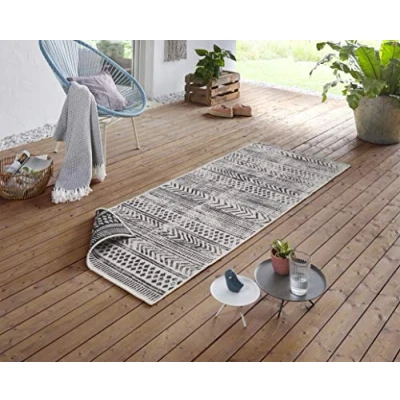 Imagen de NORTHRUGS Alfombra Biri para Interior y Exterior, 80 x 350 cm, Reversible, Resistente a la Intemperie, Estilo Bohemio, diseño Vintage, balcón, terraza, jardín, jardín de Invierno, salón,