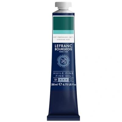 Imagen de Lefranc Bourgeois 301831 Pintura al óleo fina de calidad, resistente a la luz y consistencia uniforme, tubo 200 ml, ideal para lienzos tableros pintura, viridiano