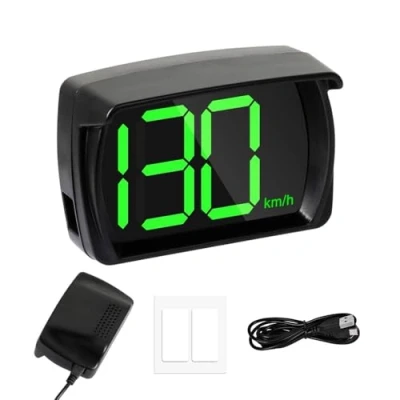 Imagen de velocímetro digital para coche, pantalla HUD Head Up de 2,8 pulgadas KM/H con chip GPS, indicador velocidad todos los vehículos, USB Plug and Play