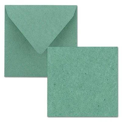 Imagen de FarbenFroh by GUSTAV NEUSER Juego de tarjetas individuales cuadradas 15 x cm, con sobres, papel estraza, 50 unidades, para felicitación y más, color verde eucalipto