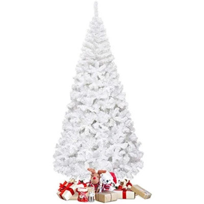 Imagen de COSTWAY 210 cm Árbol de Navidad Artificial, Arbol Blanco con Base Metálica, Artificial PVC 950 Ramas, Decoración Navideña para Interiores Fácil Montar