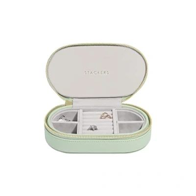 Imagen de Stackers Joyero ovalado de viaje verde salvia
