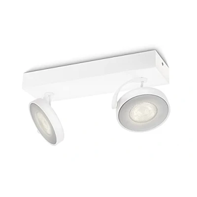 Imagen de Philips myLiving Clockwork Barra de focos, LED, 2 luces, iluminación interior, luz blanca cálida, 2700 K, 50 W, aluminio, color blanco