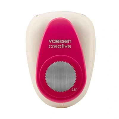 Imagen de Vaessen Creative Perforadora de papel para manualidades, círculo, diámetro 6,3 cm, cortador circular manualidades y tarjetas, blanco/rosa