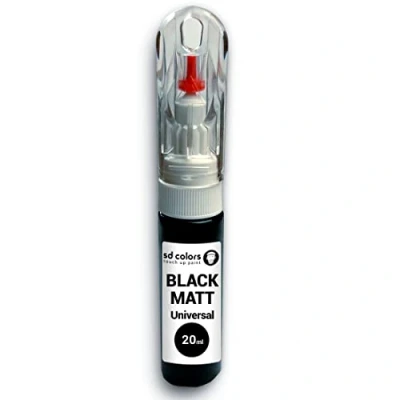 Imagen de SD COLORS Bolígrafo de pintura retoque universal, negro, 20 ml, para reparación chips piedra, arañazos, coche, moto, bicicletas, llantas aleación