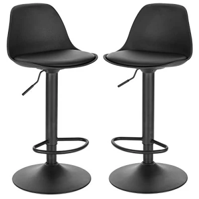 Imagen de EUGAD Juego de 2X Taburete Bar Giratorio, Alto con Altura Ajustable Entre 60,5 y 82 cm, Cocina, Estructura Metal, Respaldo Reposapies, 0651BY 2