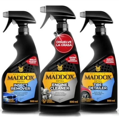 Imagen de Maddox Detail Kit Integral para el Cuidado Extremo del Vehículo Engine Cleaner, Insect Remover y Tire Detailer Limpieza de Motor, Eliminación Insectos Abrillantado Neumáticos..
