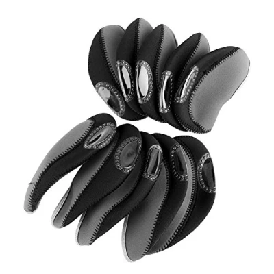 Imagen de Cubiertas para la Cabeza de Golf, 10 Piezas Protector del Club Golf Juego Tapa Protectora Clubes(Negro)
