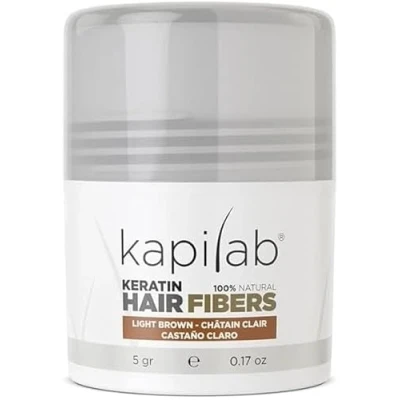 Imagen de Kapilab Fibras Capilares Disimula la falta de Cabello al Instante Microfibras en Polvo Queratina para Hombres y Mujeres Tapa Calvicie forma Natural 5gr Castaño Claro