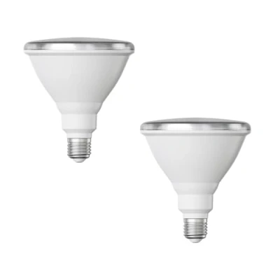 Imagen de ledscom.de 2 piezas Bombilla LED E27, PAR38 cuello corto, blanco (4000 K), 14,9 W, 1395lm, 41, espejo reflector (plateado)