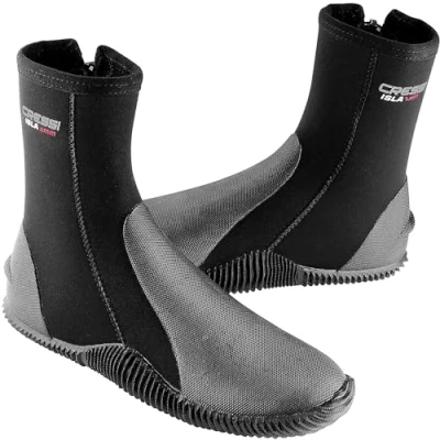 Imagen de Cressi Isla Botas de Buceo con Suela y Cremallera, 3mm, Unisex Adulto, Black/Logo Rojo, XS