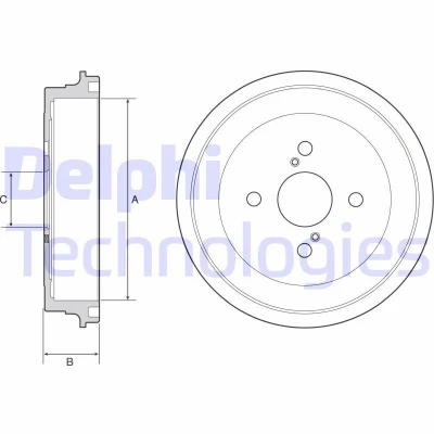Imagen de DELPHI BF547 Tambor de Freno sin anillo sensor ABS, cojinete rueda, apoyo 252 TOYOTA: Yaris I Hatchback, II Hatchback