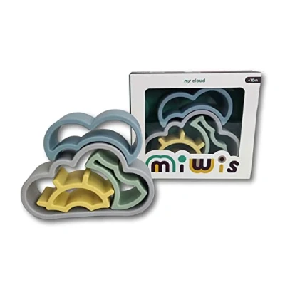 Imagen de JUEGACONMIGO MIWIS Figuras apilables Coloridas de Silicona. Desarrolla Habilidades motoras (Nubes)