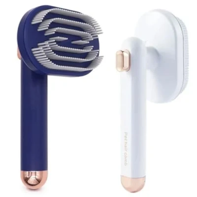 Imagen de Cepillo para Gato y Perro con Pelo Corto largo Peine Autolimpiante Suave Gatos Perros Blanco Accesorios de Cuidado Mascotas Ideal Eliminar Suelto Mantener el Pelaje Brillante