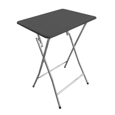 Imagen de Acomoda Textil Mesa Auxiliar Plegable de Madera y Aluminio 48x38x66 cm. Multifunción Portátil, Resistente Estable para Cocina, Terraza, Jardín o Patio, Griss