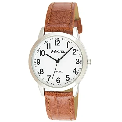 Imagen de Ravel Reloj de Cuarzo Uso Diario Unisex con Contador Minutos Punteado Analógico R0132.24.1 Marrón/Color Plateado