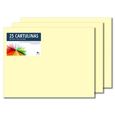 Imagen de Raylu Paper® Cartulinas 50x65cm, 25 Unidades, 180g/m². 50 x 65 cm de colores ideales para manualidades, oficina, dibujo, papiroflexia (Crema)