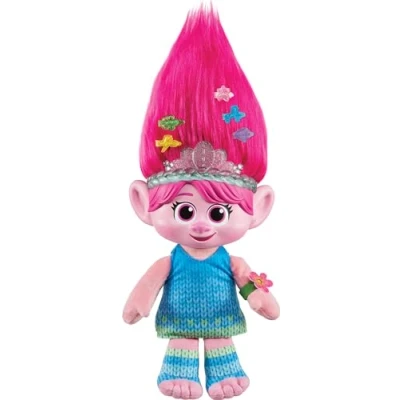Imagen de Mattel Trolls 3 Todos Juntos Hair Pops Reina Poppy Muñeca de peluche con luces y sonidos accesorios para el pelo, inspirado en la película, juguete +3 años (HTM14)