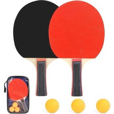 Imagen de Juego de Tenis Mesa,Juego Raquetas Ping Pong,Set Pong Familiar Incluir 2 3 Pelotas Y 1 Bolsa Ideal para Aficionados Principiantes Profesionales