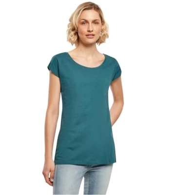 Imagen de Build Your Brand Camiseta de Cuello Ancho para Mujer, Verde petróleo, XS