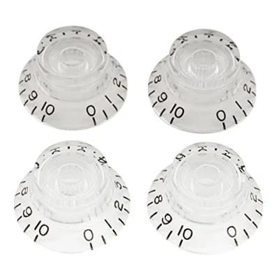 Imagen de Musiclily Pro Tamaño Métrico 18 Splines Botones de Potenciómetros Top Hat Knobs Perillas para Guitarra Eléctrica Epiphone Les Paul SG Style, Transparente (Juego 4)