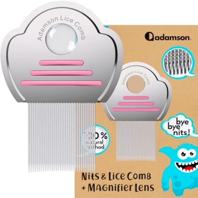 Imagen de Adamson Peine Piojos y Liendres Liendrera para Acero Inoxidable Niños Antipiojos Eficaz Duradero Fácil de Limpiar